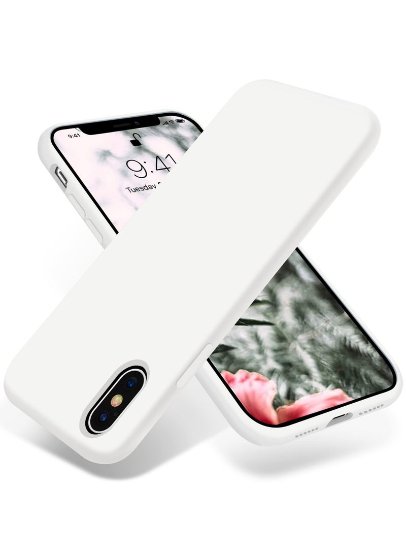 Compatible with iPhone Xs Max Case 6.5 Inch Slim Liquid Silicone 4 Layers Soft Gel Rubber Shockproof Protective Phone Case with Anti Scratch Microfiber Lining (White) - Image 1