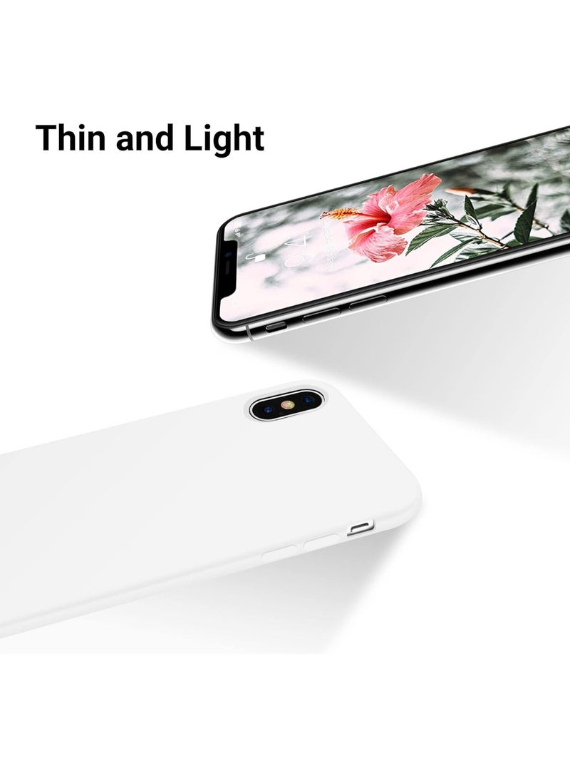 Compatible with iPhone Xs Max Case 6.5 Inch Slim Liquid Silicone 4 Layers Soft Gel Rubber Shockproof Protective Phone Case with Anti Scratch Microfiber Lining (White) - Image 5