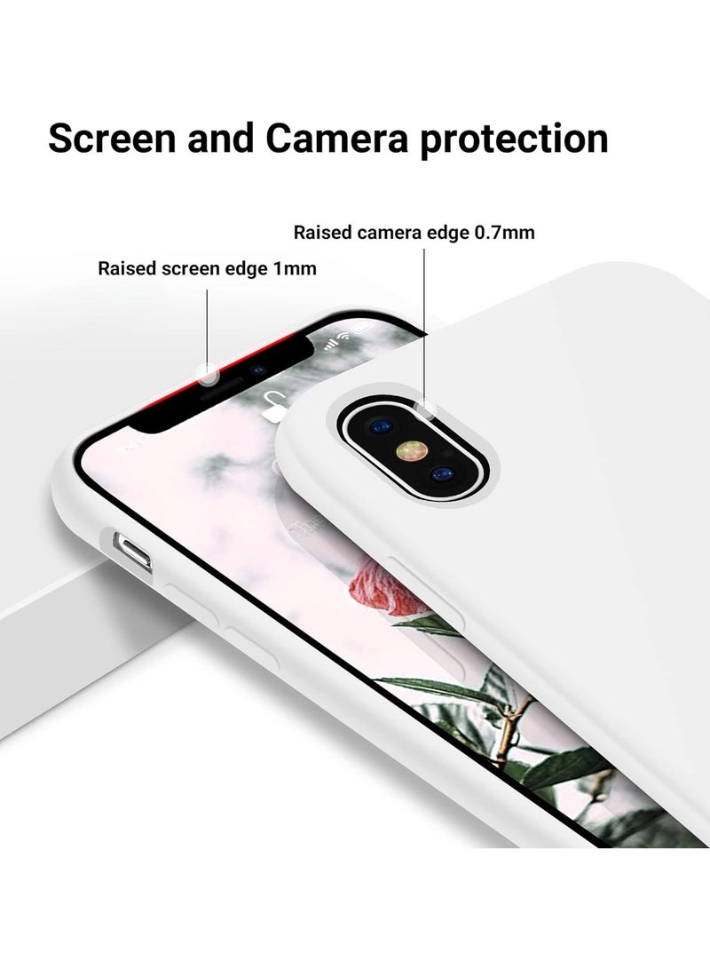 Compatible with iPhone Xs Max Case 6.5 Inch Slim Liquid Silicone 4 Layers Soft Gel Rubber Shockproof Protective Phone Case with Anti Scratch Microfiber Lining (White) - Image 2