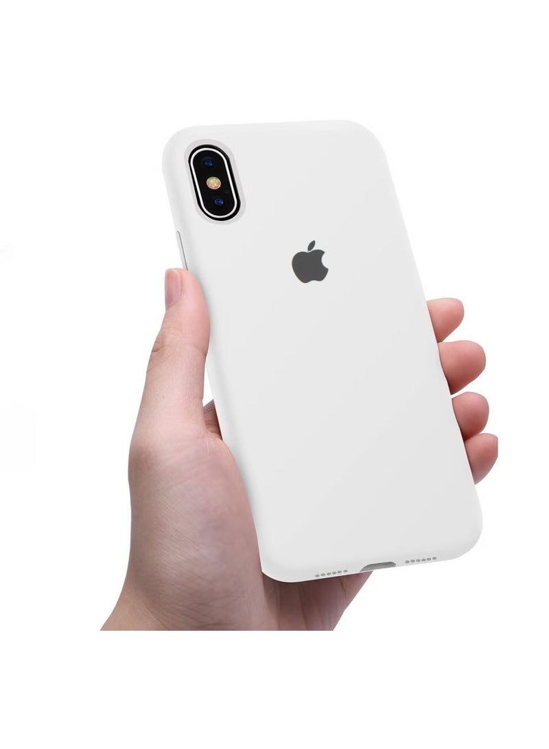 Compatible with iPhone Xs Max Case 6.5 Inch Slim Liquid Silicone 4 Layers Soft Gel Rubber Shockproof Protective Phone Case with Anti Scratch Microfiber Lining (White) - Image 1