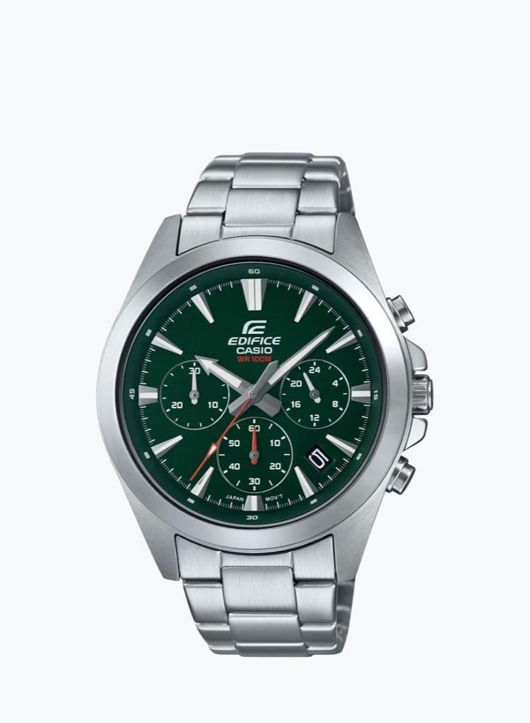 Casio Men's Watch Edifice Analog Chronograph Green Dial Stainless Steel Band EFV-630D-3AVUDF.