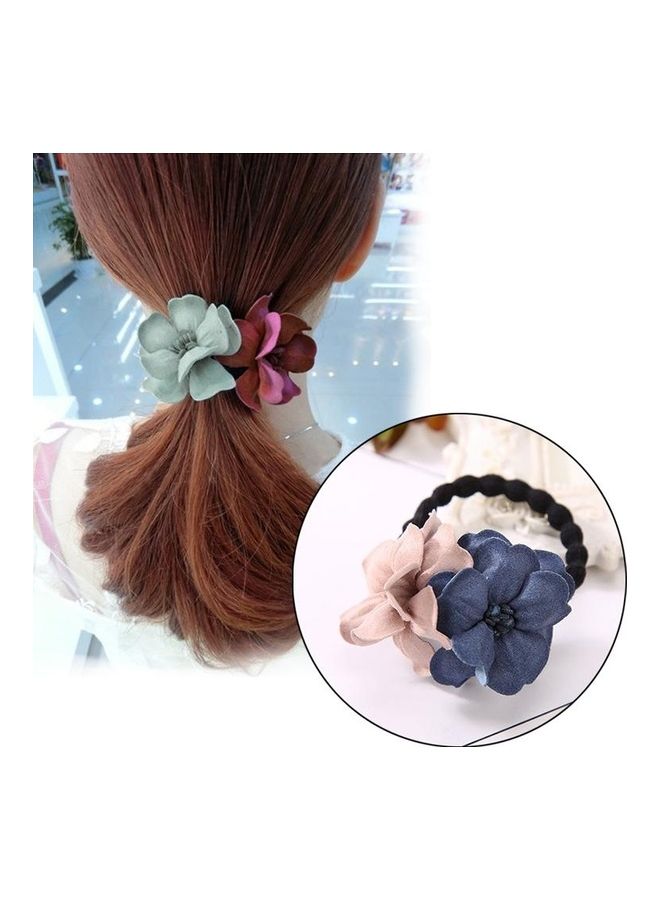NIBEMINENT Flower Shape Hair Rope Rubber Bands Pink/Blue - Image 1
