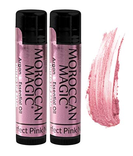 Moroccan Magic Perfect Pink Tinted Lip Balm  Made with Natural Cold Pressed Argan and Essential Oils  Lip Balm  Smooth Application  NonToxic Cruelty Free  2 Pack
