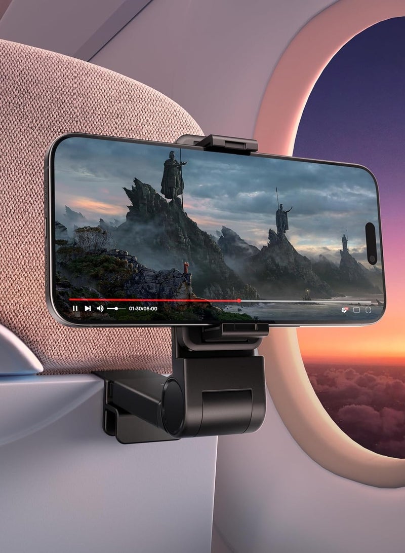 MJZ Universal Airplane in Flight Phone Mount, Handsfree Phone Holder for Desk with Multi-Directional Dual 360 Degree Rotation, Phone Mount for Car/Table Pocket Size Travel Essential Accessory for Flying.  - Image 1