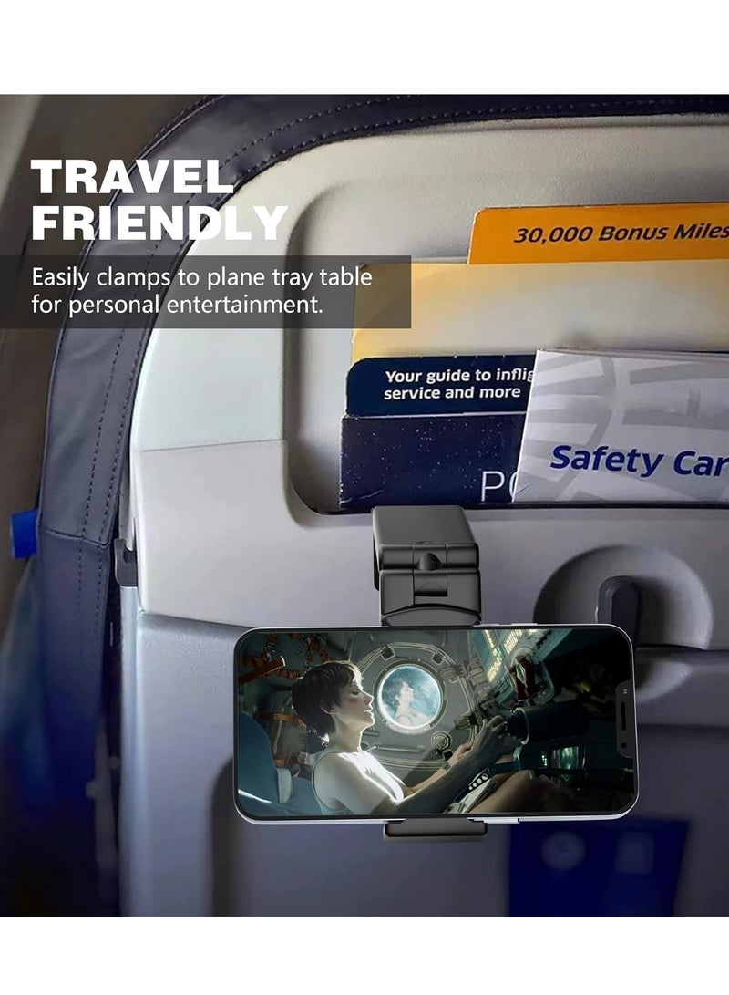 MJZ Universal Airplane in Flight Phone Mount, Handsfree Phone Holder for Desk with Multi-Directional Dual 360 Degree Rotation, Phone Mount for Car/Table Pocket Size Travel Essential Accessory for Flying.  - Image 4