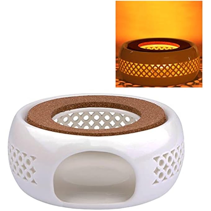 KEISSCO Ceramic Teapot Warmer White Compatible With Glass Stainless Steel  Ceramic Teapots Heater With Cork Cushion Tea Warmer For Home  Kitchen - Image 1