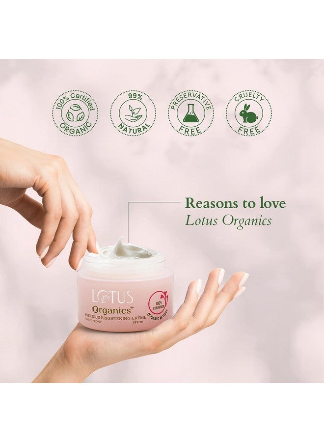 Lotus Organics+ Precious Brightening Cream | For Dark Spots, Blemishes & Pigmentation | Spf 20 Moisturiser | Sulphate & Paraben Free | All Skin Types | 30G  - Image 4