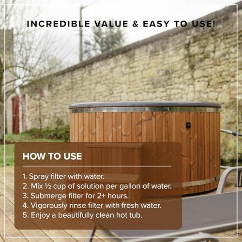 Tillbrook Hot Tub Filter Cleaner - 6 Month Supply - 4 to 8 Uses - 32 oz Spa Filter Cartridge Cleaner - Hot Tub & Pool Filter Cleaner Soaking Solution - No Residue or Foam - Restores Filter - Safe & Non-Toxic - Image 5