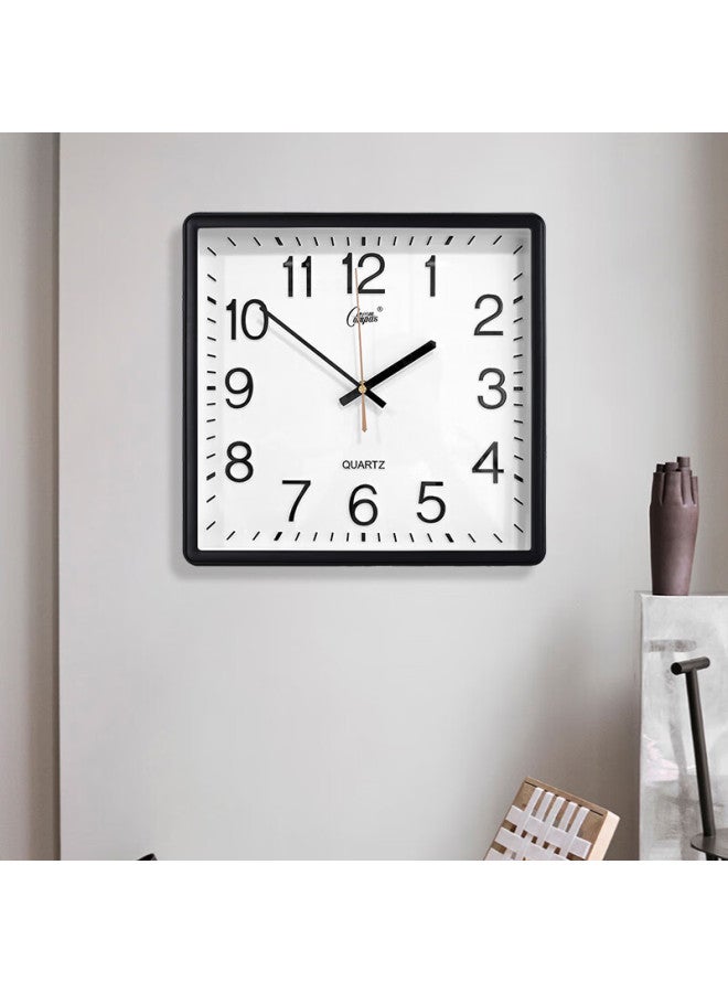 Compas Wall Clock Living Room Square Simple Clock New Quartz Clock Wall Clock 3375 Black 33cm - Image 3
