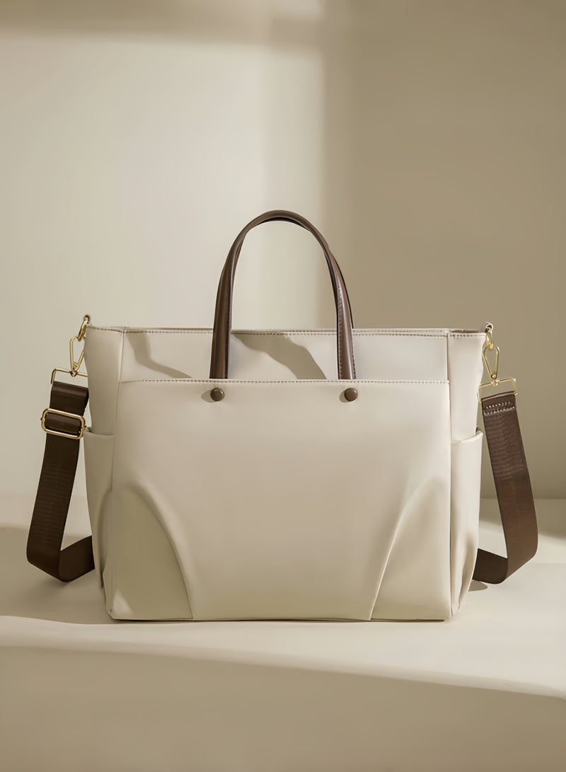 nihao New Laptop Bag Tote Bag fits 15.6 Inch Crossbody Handbag for Women Office Shoulder Work Bag Water Resistant Lightweight - Beige , 38*12*30 CM  - Image 1