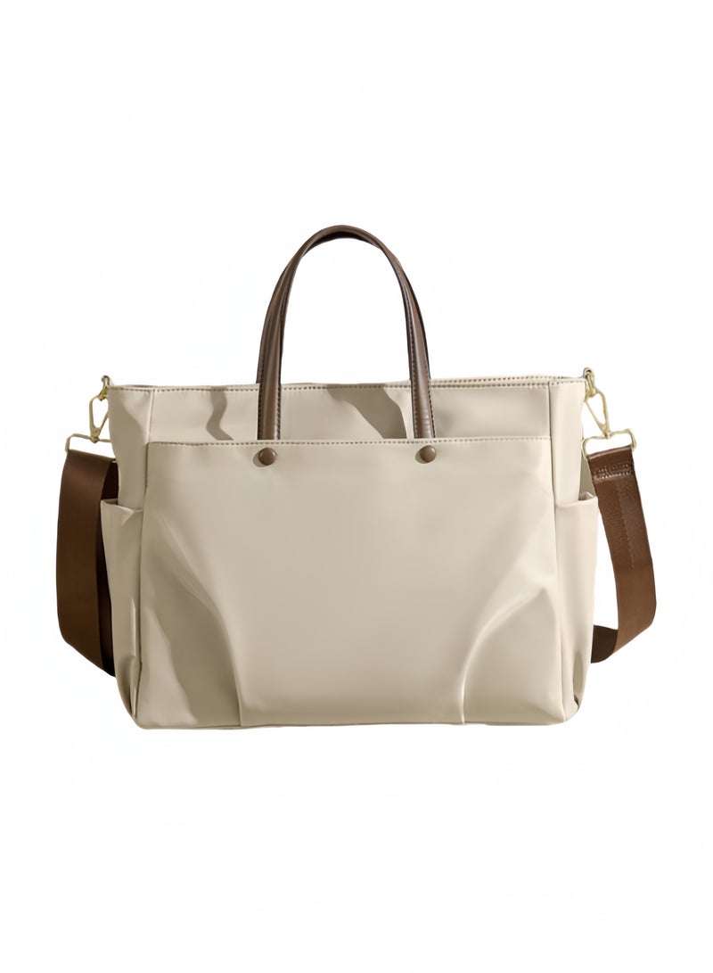 nihao New Laptop Bag Tote Bag fits 15.6 Inch Crossbody Handbag for Women Office Shoulder Work Bag Water Resistant Lightweight - Beige , 38*12*30 CM  - Image 2