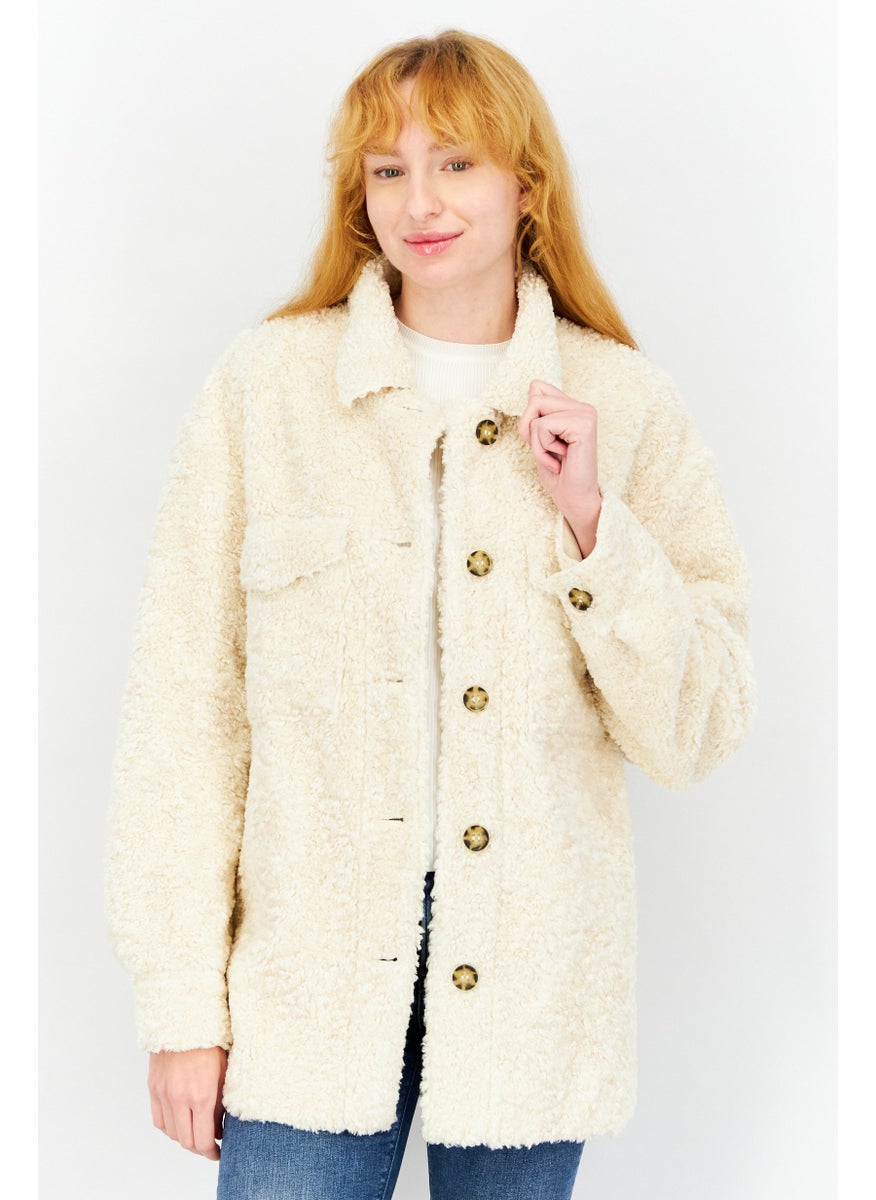 ESPRIT - Women Sherpa Softshell Jacket, Cream - Image 1