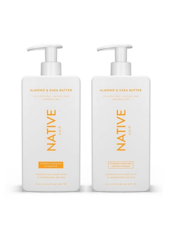 native Native Shampoo and Conditioner Contain Naturally Derived Ingredients| All Hair Type Color & Treated, Fine to Dry Damaged, Sulfate & Dye Free - Almond & Shea Butter, 16.5 fl oz each (2 pack)  - Image 1