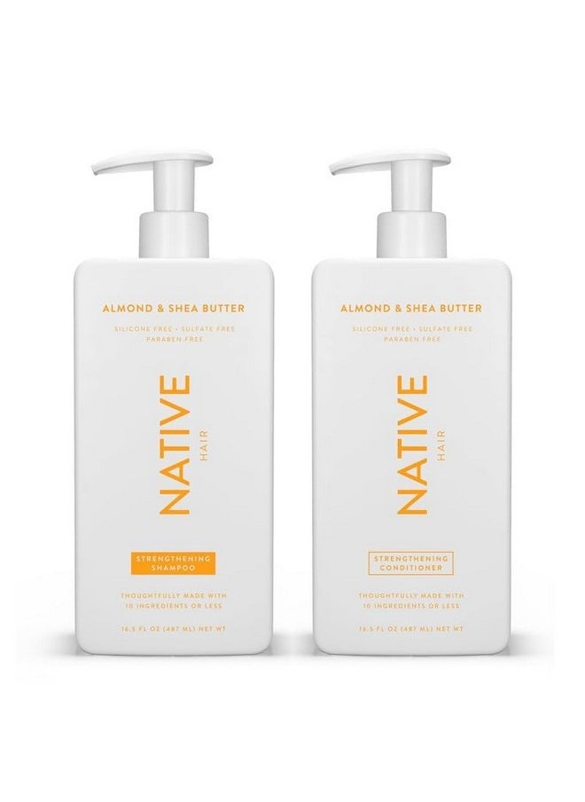 native Native Shampoo and Conditioner Contain Naturally Derived Ingredients| All Hair Type Color & Treated, Fine to Dry Damaged, Sulfate & Dye Free - Almond & Shea Butter, 16.5 fl oz each (2 pack)  - Image 2