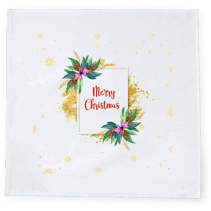 Khakee 6 Pcs Christmas Theme Tafta Silk Table Napkins 10x 10 for Xmas Decoration Christmas OrnamentsChristmas Gift npxmas342P - Image 2