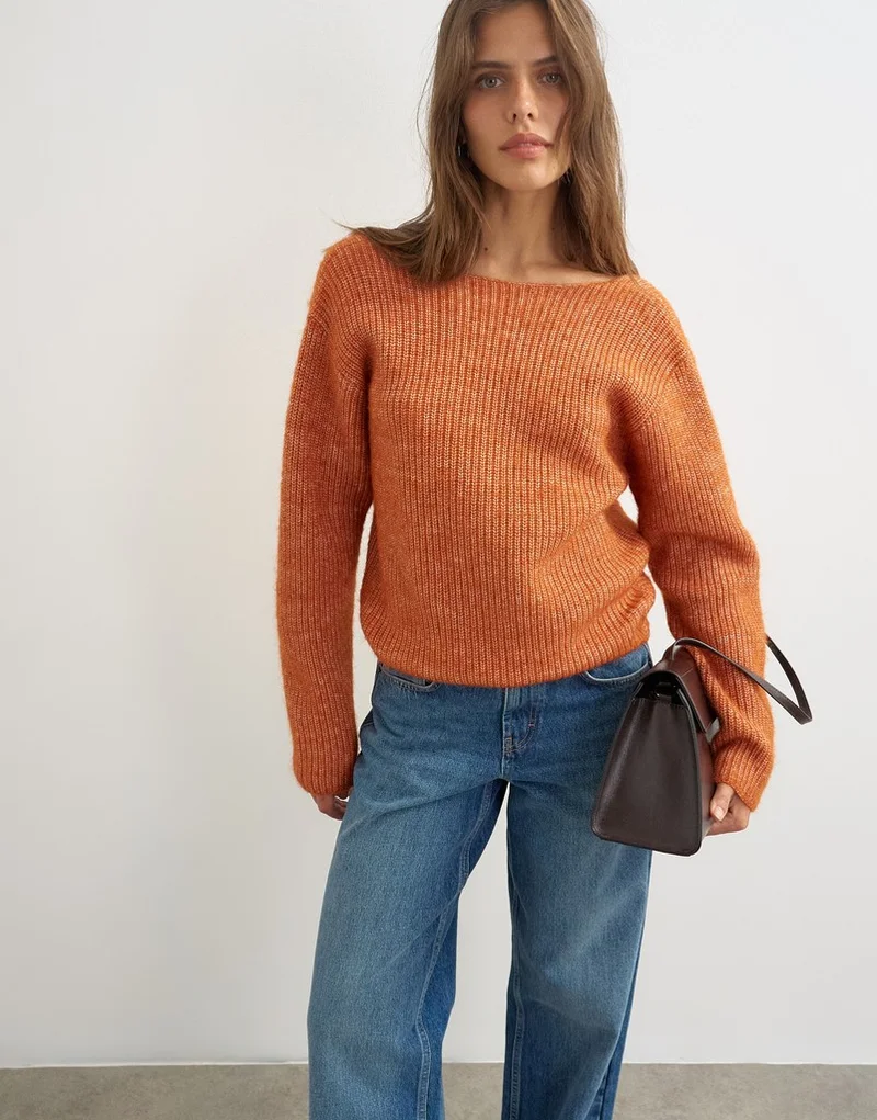 Topshop Knitted Knot Back Jumper