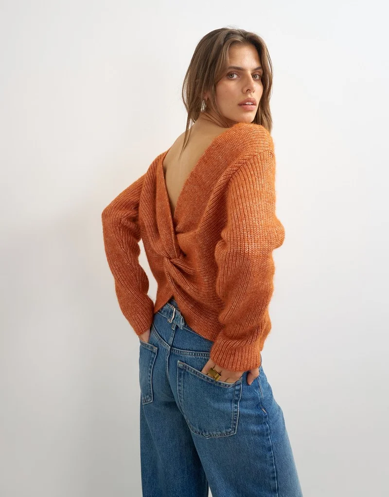 Topshop Knitted Knot Back Jumper