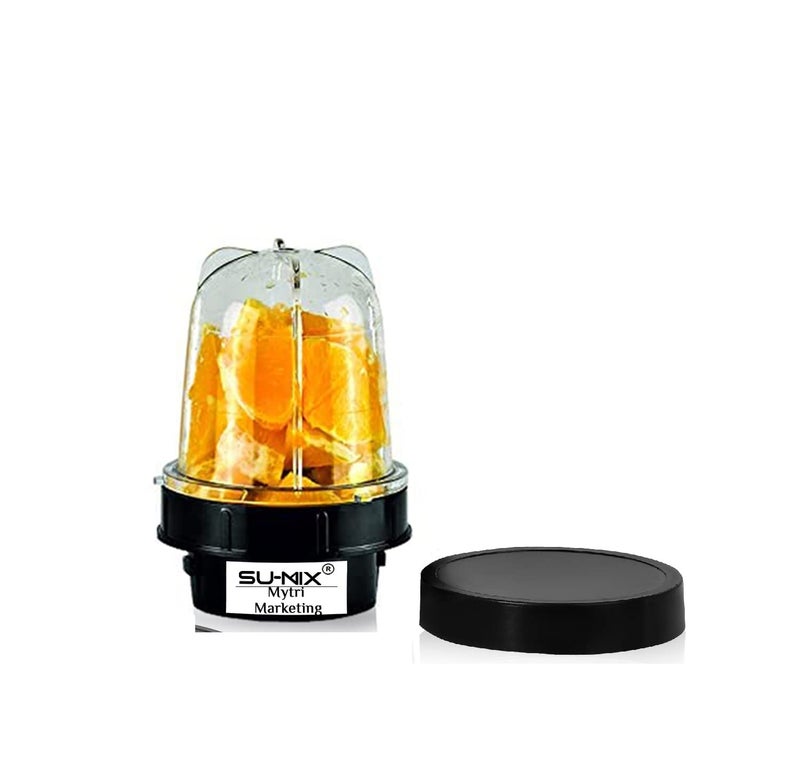 Sumix Small Bullet Jar for Mixer Grinder Set of 1 350 ML ABS Transparent Plastic Mixer Juicer Jar Black NMA27 - Image 1