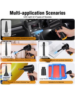 Xoopla Xoopla Compressed Air Duster for Computers -, 50000RPM Electric Air Duster with 3 Speeds Adjustable, 6000mAh Battery LED Light Portable Air Duster Cleaning PC Home Car  - Image 4