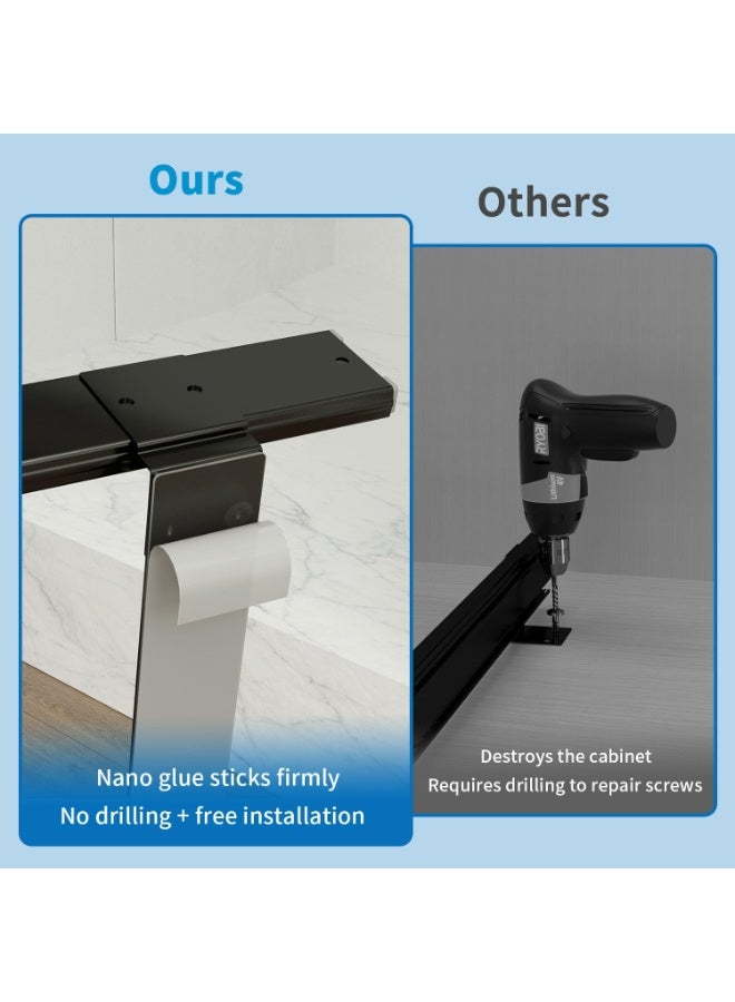 سلة مهملات إنسبوتر قابلة للسحب تنزلق تحت الخزانة بمقبض أسود عريض ٤١ × ٢٨.٥ × ٤١ سم السلّة غير مرفقة - Image 3
