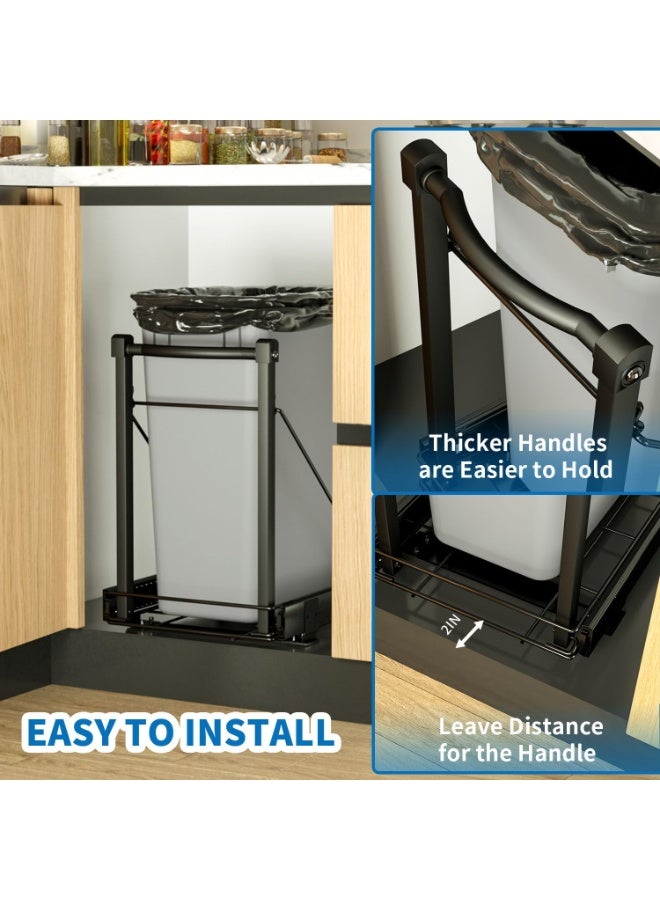 سلة مهملات إنسبوتر قابلة للسحب تنزلق تحت الخزانة بمقبض أسود عريض ٤١ × ٢٨.٥ × ٤١ سم السلّة غير مرفقة - Image 4