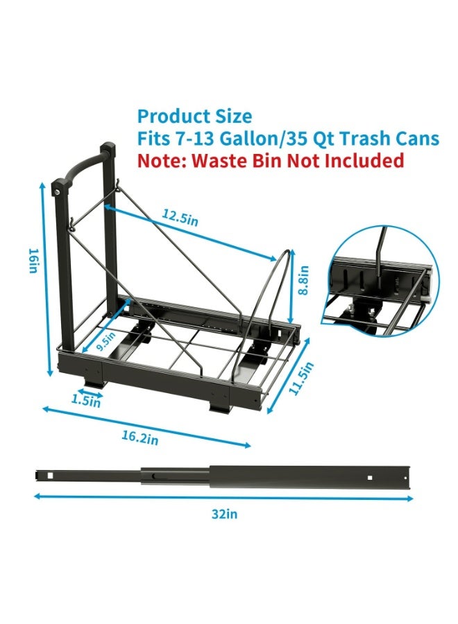 سلة مهملات إنسبوتر قابلة للسحب تنزلق تحت الخزانة بمقبض أسود عريض ٤١ × ٢٨.٥ × ٤١ سم السلّة غير مرفقة - Image 5