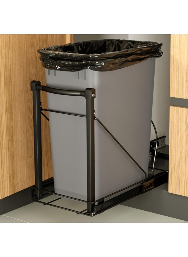 سلة مهملات إنسبوتر قابلة للسحب تنزلق تحت الخزانة بمقبض أسود عريض ٤١ × ٢٨.٥ × ٤١ سم السلّة غير مرفقة - Image 1