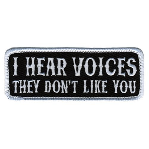 Hot Leathers - PPL9220 I Hear Voices Patch (4" Width x 2" Height), White - Image 1