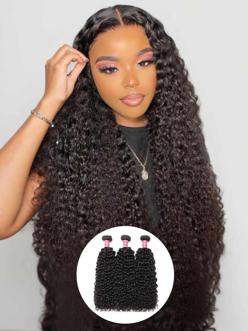 Nadula Malaysian Curly Human Hair Weave 3 Bundles 20 18 16 inches 100 Unprocessed Virgin Jerry Curly Human Hair Weft Extensions for Women Natural Color