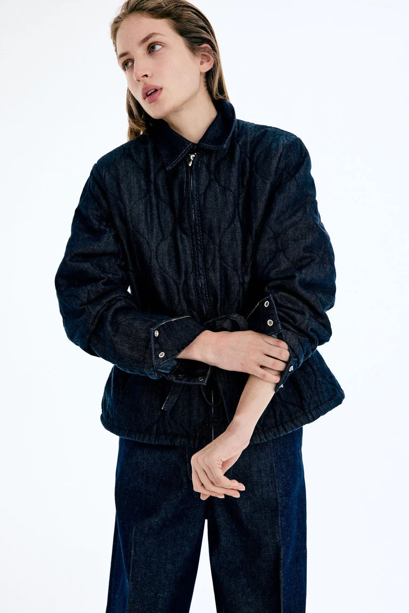 اتش اند ام جاكيت من الدنيم المبطّن