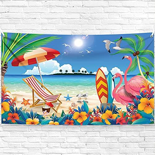 KatchOn, XtraLarge Beach Photo Backdrop - 72x44 Inch | Summer Backdrop for Beach Party Decorations | Hawaiian Party Decorations | Summer Theme Decorations - Image 1