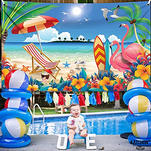 KatchOn, XtraLarge Beach Photo Backdrop - 72x44 Inch | Summer Backdrop for Beach Party Decorations | Hawaiian Party Decorations | Summer Theme Decorations - Image 5