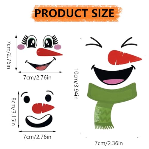 GlyinnHe 60pcs Christmas Snowman Faces Stickers, Cute Snowman Face Decals Christmas Vinyl Glass Window Sticker for Xmas Art Wall Decor Fridge Wall Door Party Supplies Home Decoration - Image 2