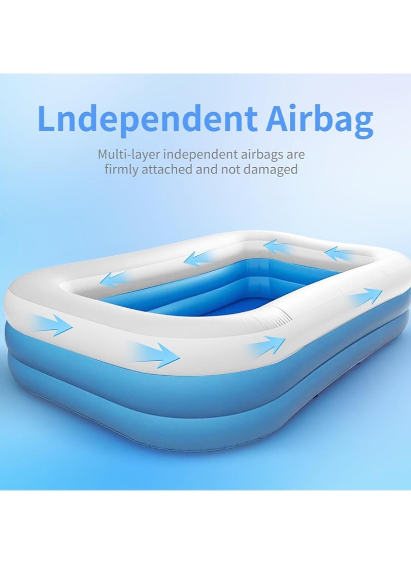 210×135×60CM three-layer thickened inflatable swimming pool | cartoon printed baby swimming bucket | children playing in the water + adults bathing | foldable and portable super large family swimming pool | indoor and outdoor safety and non-slip