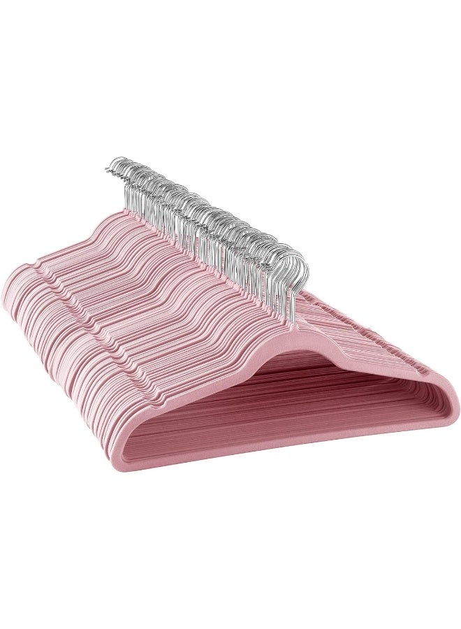50-Piece Velvet Flocked Clothes Hanger Set, Pink - Image 2