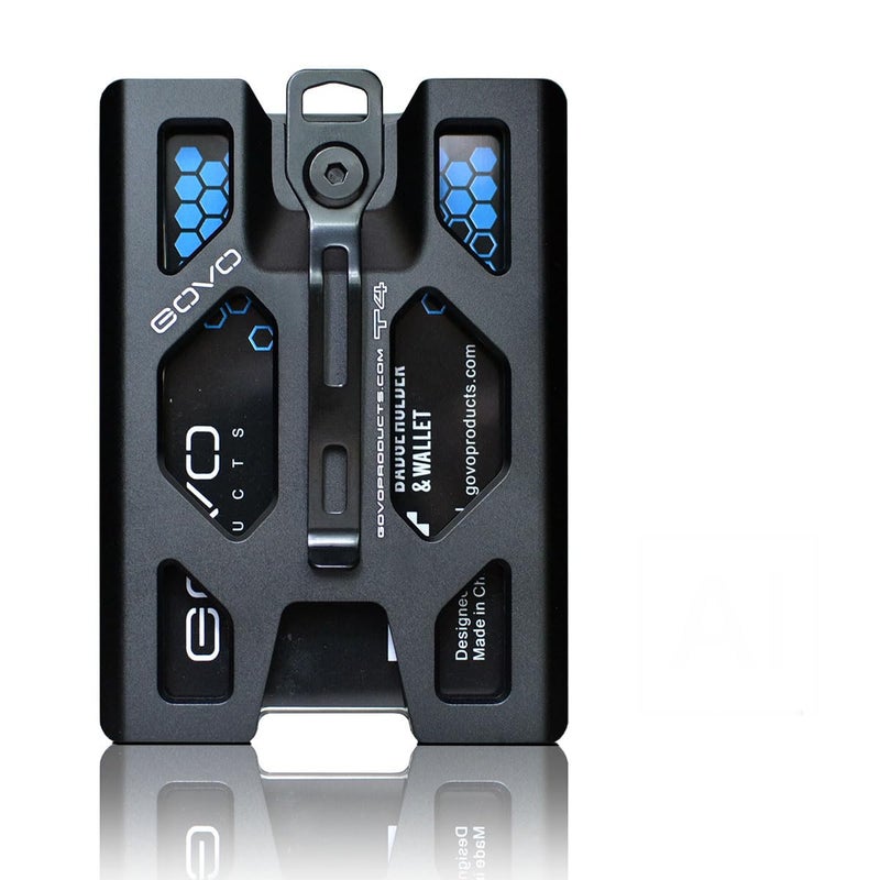 GOVO Aluminum GOVO Badge Holder/Wallet_ Durable ID Card Holder with Metal Clip and 4 Cards Slot (Black) - Image 2