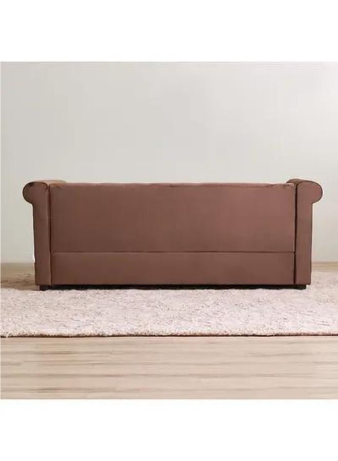 Maharat Al Bahar Mab Chester 3 Seater Fabric Sofa Wood Leg Brown 190x80x80 - Image 3