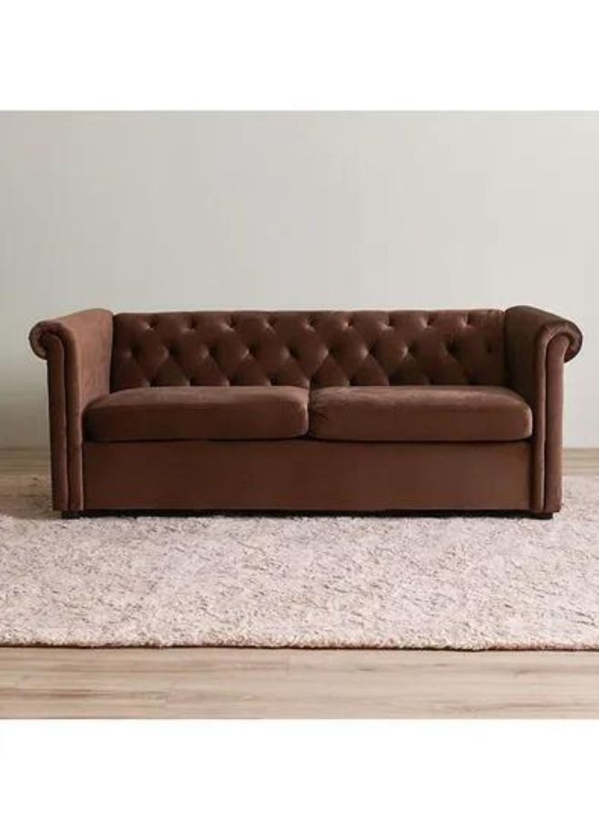Maharat Al Bahar Mab Chester 3 Seater Fabric Sofa Wood Leg Brown 190x80x80 - Image 1