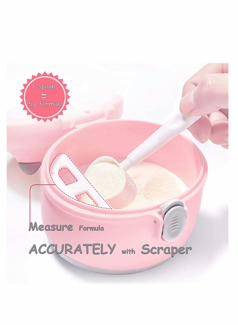 KASTWAVE حاوية توزيع الحليب، حاوية تخزين مسحوق الحليب المحمولة للأطفال للرحلات والغرف الخارجية للأطفال الرضع والأطفال الصغار (وردي كبير) - Image 4