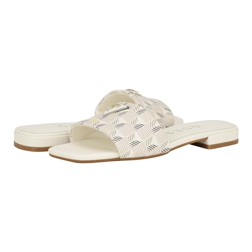 GUESS Women's Tamed Flat Sandal, Ivory Multi, 7.5 - Image 1