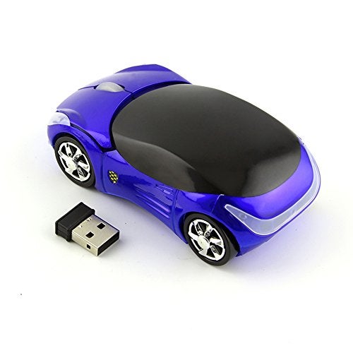 Usbkingdom 2.4GHz Wireless Mouse Cool 3D Sport Car Shape Ergonomic Optical Mice with USB Receiver for PC Laptop Computer Women Small Hands (Blue) - Image 3