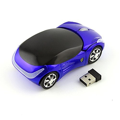 Usbkingdom 2.4GHz Wireless Mouse Cool 3D Sport Car Shape Ergonomic Optical Mice with USB Receiver for PC Laptop Computer Women Small Hands (Blue) - Image 2