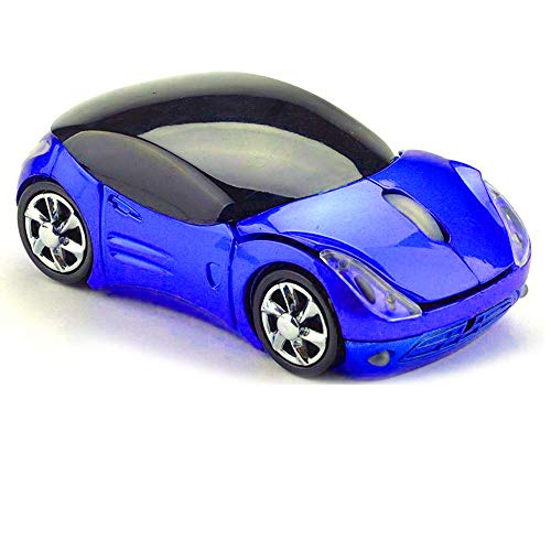 Usbkingdom 2.4GHz Wireless Mouse Cool 3D Sport Car Shape Ergonomic Optical Mice with USB Receiver for PC Laptop Computer Women Small Hands (Blue) - Image 1