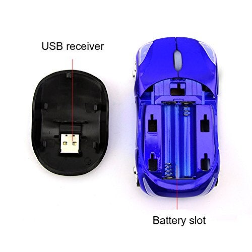 Usbkingdom 2.4GHz Wireless Mouse Cool 3D Sport Car Shape Ergonomic Optical Mice with USB Receiver for PC Laptop Computer Women Small Hands (Blue) - Image 5