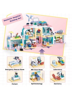 Sluban Girls Friends Hospital Building Sets, City Playset With Pull-Back Ambulance 4 Departments, 7 Minifigures, Compatible With Lego Friends, Christmas Thanksgiving Day Gifts For Girls Kids 6+ 8+ 12+  - Image 2