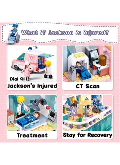 Sluban Girls Friends Hospital Building Sets, City Playset With Pull-Back Ambulance 4 Departments, 7 Minifigures, Compatible With Lego Friends, Christmas Thanksgiving Day Gifts For Girls Kids 6+ 8+ 12+  - Image 3