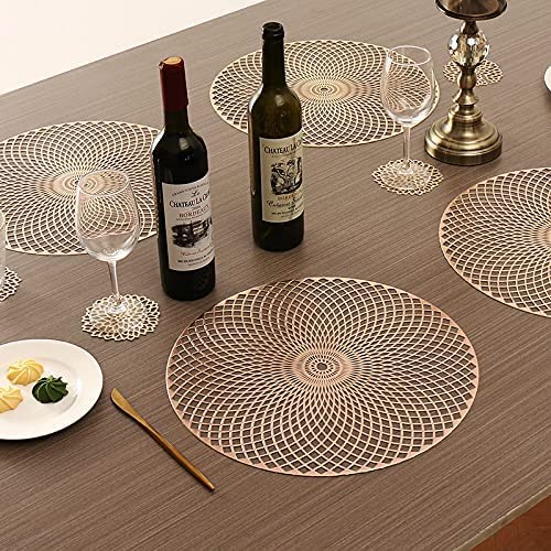 Dakshya Industries Dakshya Industries PVC Pack of 4 Round Crossing Shape Placemat For Dining Table Mat Dressing Table Mats Kitchen Restaurant Copper - Image 1