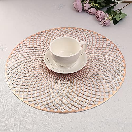 Dakshya Industries Dakshya Industries PVC Pack of 4 Round Crossing Shape Placemat For Dining Table Mat Dressing Table Mats Kitchen Restaurant Copper - Image 2