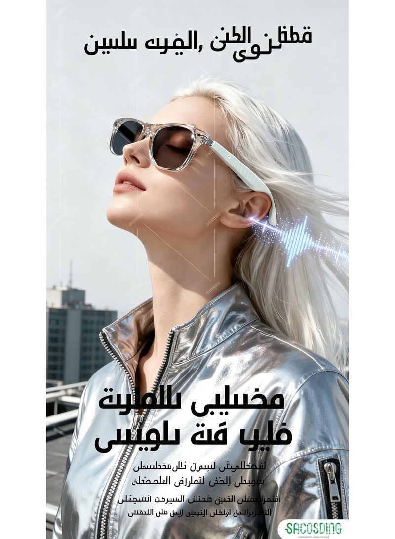 نظارات ذكية بالذكاء الاصطناعي مع كاميرا وبلوتوث، تحكم صوتي، وحماية من الضوء الأزرق - Image 5