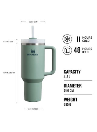 Stanley H2.0 40oz Insulated Tumbler FlowState The Grass is Green, Double Wall Vacuum Lid Reusable Straw Keeps Cold Hot Hours - view 2